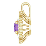 14K Gold Oval Natural Amethyst Halo-Style Necklace or Pendant - Yellow Gold - view 6