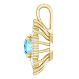 14K Gold Oval Natural Aquamarine Halo-Style Necklace or Pendant - Yellow Gold - view 6