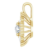 14K Gold Oval Natural White Sapphire Halo-Style Necklace or Pendant - Yellow Gold - view 6