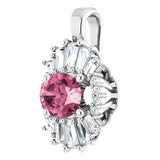 Platinum Oval Natural Pink Tourmaline Halo-Style Necklace or Pendant - view 6