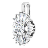 Platinum Oval Natural White Sapphire Halo-Style Necklace or Pendant - view 6
