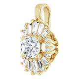 14K Gold Oval Natural White Sapphire Halo-Style Necklace or Pendant - Yellow Gold - view 5