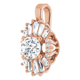 14K Gold Oval Natural White Sapphire Halo-Style Necklace or Pendant - Rose Gold - view 6