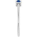 14K Gold Round Natural Blue Sapphire Three-Stone Bezel-Set Ring - White Gold - view 9