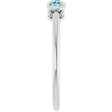 Platinum Round Natural Blue Zircon Three-Stone Bezel-Set Ring - view 9