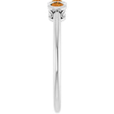14K Gold Round Natural Citrine Three-Stone Bezel-Set Ring - White Gold - view 9