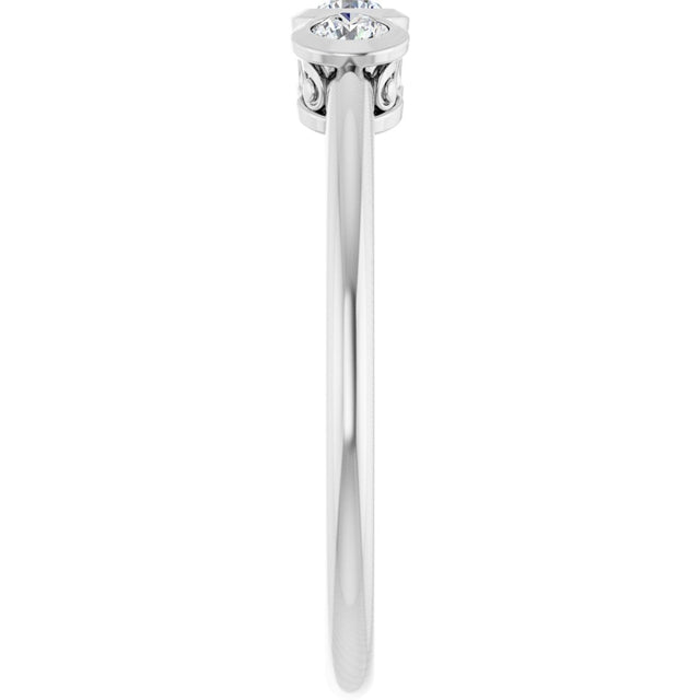 14K Gold Round Natural Diamond Three-Stone Bezel-Set Ring – 2.5-4mm Stones - White Gold - view 9