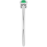 14K Gold Round Natural Emerald Three-Stone Bezel-Set Ring - White Gold - view 9