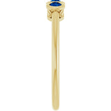 14K Gold Round Natural Blue Sapphire Three-Stone Bezel-Set Ring - Yellow Gold - view 9