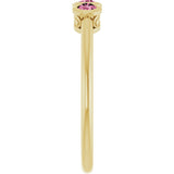14K Gold Round Natural Pink Tourmaline Three-Stone Bezel-Set Ring - Yellow Gold - view 9
