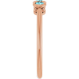 14K Gold Round Natural Blue Zircon Three-Stone Bezel-Set Ring - Rose Gold - view 9