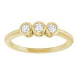 14K Gold Round Natural Diamond Three-Stone Bezel-Set Ring – 2.5-4mm Stones - Yellow Gold - view 8