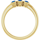 14K Gold Round Natural Blue Sapphire Three-Stone Bezel-Set Ring - Yellow Gold - view 7