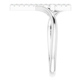 14K Gold Round Natural Diamond Accented Cross Bypass Ring - White Gold - view 9