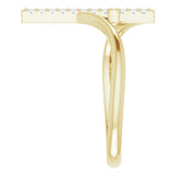 14K Gold Round Natural Diamond Accented Cross Bypass Ring - Yellow Gold - view 9