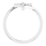 Platinum Round Natural Diamond Accented Cross Bypass Ring - view 7