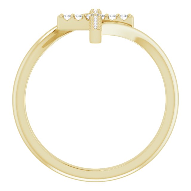 14K Gold Round Natural Diamond Accented Cross Bypass Ring - Yellow Gold - view 7