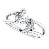 14K Gold Oval Natural White Sapphire & Natural Diamond Accented Bypass Ring – 5x3mm - White Gold - view 5