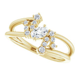 14K Gold Oval Natural White Sapphire & Natural Diamond Accented Bypass Ring – 5x3mm - Yellow Gold - view 5