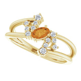 14K Gold Oval Natural Citrine & Natural Diamond Accented Bypass Ring – 5x3mm - Yellow Gold - view 5
