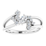 14K Gold Oval Natural White Sapphire & Natural Diamond Accented Bypass Ring – 5x3mm - White Gold - view 3