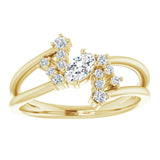 14K Gold Oval Natural White Sapphire & Natural Diamond Accented Bypass Ring – 5x3mm - Yellow Gold - view 3