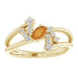 14K Gold Oval Natural Citrine & Natural Diamond Accented Bypass Ring – 5x3mm - Yellow Gold - view 3