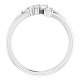14K Gold Oval Natural White Sapphire & Natural Diamond Accented Bypass Ring – 5x3mm - White Gold - view 2