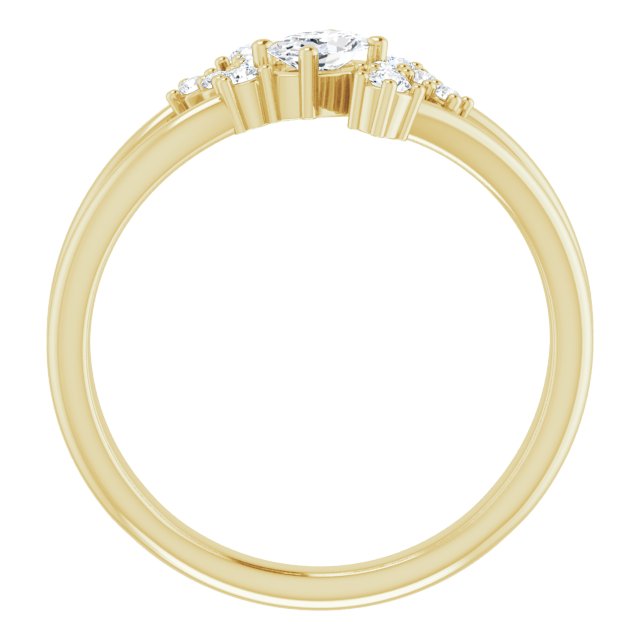 14K Gold Oval Natural White Sapphire & Natural Diamond Accented Bypass Ring – 5x3mm - Yellow Gold - view 2