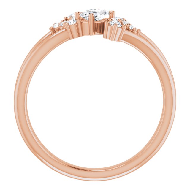 14K Gold Oval Natural White Sapphire & Natural Diamond Accented Bypass Ring – 5x3mm - Rose Gold - view 2