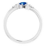 14K Gold Oval Natural Blue Sapphire & Natural Diamond Accented Bypass Ring – 5x3mm - White Gold - view 2