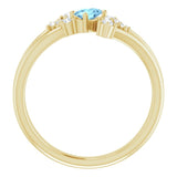 14K Gold Oval Natural Aquamarine & Natural Diamond Accented Bypass Ring – 5x3mm - Yellow Gold - view 2