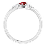 14K Gold Oval Natural Mozambique Garnet & Natural Diamond Accented Bypass Ring – 5x3mm - White Gold - view 2
