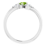 Platinum Oval Natural Peridot & Natural Diamond Accented Bypass Ring – 5x3mm - view 2