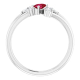 14K Gold Oval Natural Ruby & Natural Diamond Accented Bypass Ring – 5x3mm - White Gold - view 2