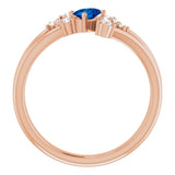 14K Gold Oval Natural Blue Sapphire & Natural Diamond Accented Bypass Ring – 5x3mm - Rose Gold - view 2