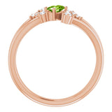 14K Gold Oval Natural Peridot & Natural Diamond Accented Bypass Ring – 5x3mm - Rose Gold - view 2