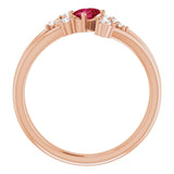 14K Gold Oval Natural Ruby & Natural Diamond Accented Bypass Ring – 5x3mm - Rose Gold - view 2