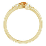 14K Gold Oval Natural Citrine & Natural Diamond Accented Bypass Ring – 5x3mm - Yellow Gold - view 2