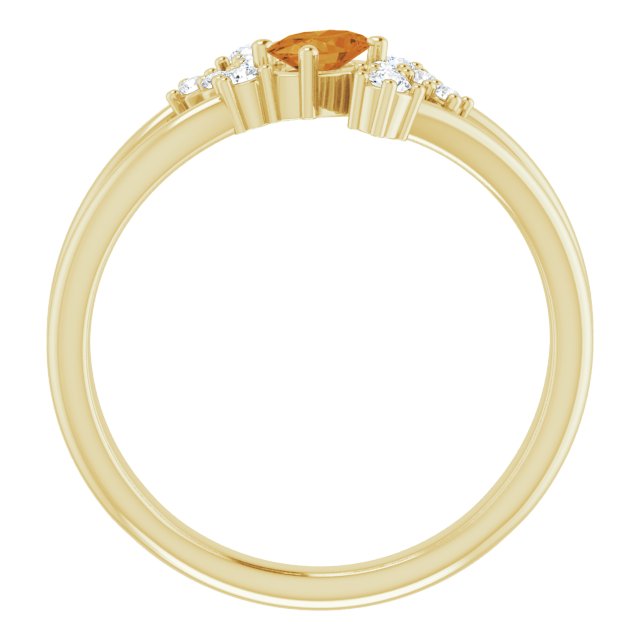 14K Gold Oval Natural Citrine & Natural Diamond Accented Bypass Ring – 5x3mm - Yellow Gold - view 2