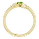 14K Gold Oval Natural Peridot & Natural Diamond Accented Bypass Ring – 5x3mm - Yellow Gold - view 2