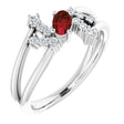 Platinum Oval Natural Mozambique Garnet & Natural Diamond Accented Bypass Ring – 5x3mm