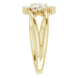 14K Gold Oval Natural White Sapphire & Natural Diamond Accented Bypass Ring – 5x3mm - Yellow Gold - view 4