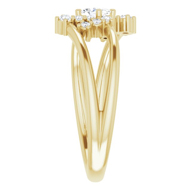 14K Gold Oval Natural White Sapphire & Natural Diamond Accented Bypass Ring – 5x3mm - Yellow Gold - view 4