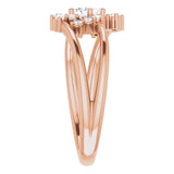 14K Gold Oval Natural White Sapphire & Natural Diamond Accented Bypass Ring – 5x3mm - Rose Gold - view 4