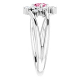 Platinum Oval Natural Pink Tourmaline & Natural Diamond Accented Bypass Ring – 5x3mm - view 4