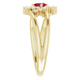 14K Gold Oval Natural Ruby & Natural Diamond Accented Bypass Ring – 5x3mm - Yellow Gold - view 4