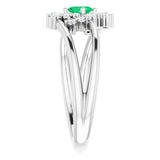 Platinum Oval Natural Emerald & Natural Diamond Accented Bypass Ring – 5x3mm - view 4