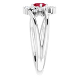 14K Gold Oval Natural Ruby & Natural Diamond Accented Bypass Ring – 5x3mm - White Gold - view 4