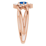 14K Gold Oval Natural Blue Sapphire & Natural Diamond Accented Bypass Ring – 5x3mm - Rose Gold - view 4